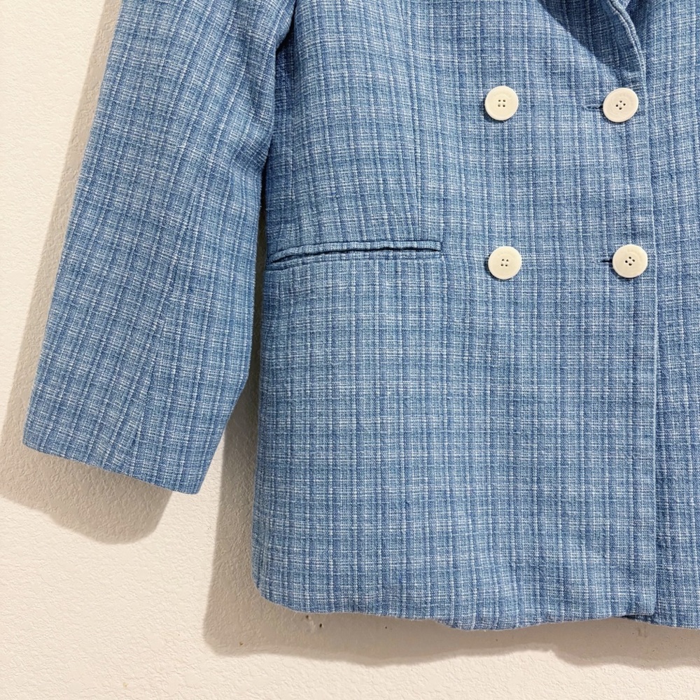 Sandro Nars‎ Double Breasted Tweed Blazer in Blue - Picture 9 of 11